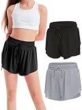 Ultra Performance Girl's Butterfly Short's 2 Pack Girls Athletic Short Basketball Soccer Flowy Active Shorts for Girls Black/Grey