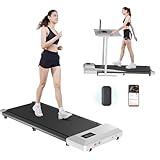 DeerRun Under Desk Treadmill, Upgrade Smart App 2.5HP Quiet Portable Treadmill Walking Pad Under Desk, 2 in 1 Mini Treadmill Walking Treadmill, 300LBS Capacity, Remote Control, No-Assembly