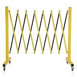 Industrial Expandable Barricade with Wheels 11.5 Feet Long Retractable Metal Traffic Gate Portable Security Barrier for Construction Site Elevator Outdoor Road Yellow Black