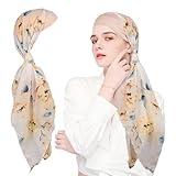 ADLLHO Chemo Elastic Head Wear for Women, Soft Fbrics Hair Scarf for Patients, hair weave sleeve for Hair Loss, Cover Hat Beige Flower