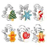 BYkooc Christmas Cookie Cutter Set,18 Piece Stainless Steel Winter Christmas Cookie Cutters Shapes for Baking - Christmas Tree,Snowflake,Snowman,Gingerbread Man,Gingerbread Girl,Mitten, Silver