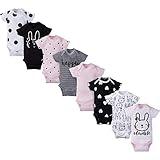 Gerber Baby Girl's 8-Pack Short Sleeve Onesies Bodysuits, Pink Bunny, 3-6 Months