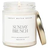 Sweet Water Decor Sunday Brunch Soy Candle - Apple, Bourbon, and Maple Scented Candles for Home - 9oz Clear Jar + Gold Lid, 40+ Hour Burn Time, Made in the USA - Summer Candle