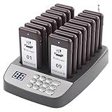 LOUKIENE Restaurant Pager System, Calling Guest Customers Waiting Beepers with Vibration Flash and Buzzer, Close Reminder, 16 Wireless Pagers for Food Truck Church Hospital Hotel Eatery Brewery