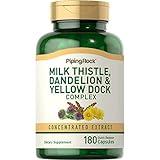 Piping Rock Milk Thistle, Dandelion & Yellow Dock | 180 Capsules | Concentrated Extract Complex | Non-GMO, Gluten Free Supplement