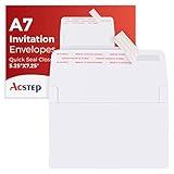 ACSTEP 50PACK 5 X 7 Envelopes, White A7 Envelopes Self Seal for Weddings, Invitations, Photos, Postcards, Greeting Cards Mailing,Baby Shower, Graduation