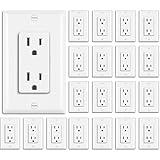 BESTTEN 20 Pack 15 Amp Decorator Wall Receptacle Outlet, Non-Tamper-Resistant, Wallplate Included, 15A/125V/1875W, UL Listed, White