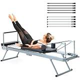 Nimsqury Pilates Reformer, Foldable Pilates Reformer Machine for Home Workout, Pilates Equipment with Springs and Replaceable Bungee Cords (PRM-G001)