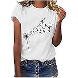 JEGULV Kurti Set for Women with Dupatta Summer Tshirts for Women 2024, Women's Short Sleeve Blouse Daisy Floral Print Basic Summer Tee Shirts Deals Today On Amazon