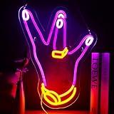 Hand Gesture Neon Sign Westside Rap Gesture Neon Signs for Wall Decor West Coast Gang Sign USB Dimmable LED Neon Lights for Beer Bar Kitchen Restaurant Home Bar Pub Tavern Party Man Cave Club Shops Hotel Store Business Gift