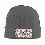 Warm Winter Hat and Stylish Darkgray Knitted Beanie for Men and Women, College Sneaker Art Minimalist Beanies Cap - Elastic and Slouchy