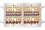 MONIZILUCKY Father's Day Customer Service Assistant Mug - Most Important Call Me Daddy, 11oz White Ceramic Coffee Mug