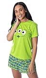 Disney Women's Toy Story Pizza Planet Aliens Shirt and Sleep Shorts Loungewear 2 Piece Pajama Set (XL) Lime Green