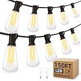 MGVIH Outdoor String Led Patio Lights - 150Ft 45M Outside Waterproof Light ST38 Shatterproof Bulb Connectable Hanging Outdoor Electric Lighting for Backyard Yard Gazebo Porch Party