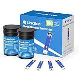 LinkSun Diabetic Blood Test Strips*100, Used for G-425-1,G-425-2V, G-425-3 Blood Glucose Monitor Only, 0.7μl Blood Sample, Accurate Measurement, Results in 5 Seconds, 2 Bottles of 50 Pc