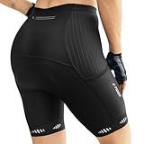 X-TIGER Padded Bike Shorts for Women 5D Gel Padding with Zipper Pockets Cycling Shorts Womens Bicycle Road Biking Biker Short Black