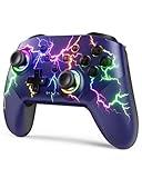 Wireless Switch Controller 1000mAh Compatible with Switch/Lite/OLED/PC/Windows/iOS/Android, RGB Lightning Switch Pro Controller with Programmable/Wake-up/Turbo Vibration, Ergonomic Non-Slip Blue