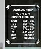 Super-Display Custom Store Office Business Hours Die cut Vinyl Window Glass Door Decal Sticker Sign 12"(W) x14"(H)
