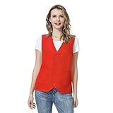 TopTie Unisex Work Vest Volunteer Activity Supermarket Uniform Button Up Vest-Red1-S