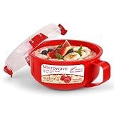 Sistema Microwave Collection Plastic Breakfast Bowl, 28.7oz./850ml, Red