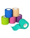 FriCARE Self Adhesive Bandage Wrap, Medical Tape in First Aid Kit Cohesive Bandage Wrap for Sport & Athletic, Breathable Vet Wrap for Wounds, FSA/HSA Eligible 2" X 5 Yards 6 Rolls Rainbow