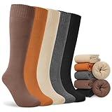 YSense Warm Knee High Socks for Women 5 Pairs, Thermal Cotton Boot Calf Socks for Cold Weather, Womens Long Casual Comfy Thick Winter Gifts Socks for Hiking Skiing Walking Running Work