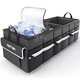 HOTOR Trunk Organizer - Car Organizer with Built-In Leakproof Car Cooler, Collapsible Trunk Organizer with Cooler for SUV, Sedan, with Base Panel (3 Compartments, Black),31.9"×12.6"×10.6"