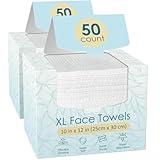 Fygrip 100 Count (2 Box) XL Disposable Face Towels 10” x 12”, 100% Viscose Fibre, Soft & Skin Friendly Face Towelettes Disposable, Facial Tissue Face Wipes for Women Cleansing