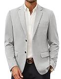 Men's 2 Button Herringbone Blazer Jackets Lightweight Casual Stretch Knit Suit Jacket Light Grey XL