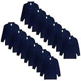 Activa Apparel Kids Youth Long Sleeve Polo Golf Shirt Back to School Uniform Boys and Girls X-Small Navy (Pack of 12)