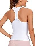 CRZ YOGA Butterluxe Racerback Workout Tank Tops for Women Sleeveless Gym Tops Athletic Yoga Shirts Camisole White Medium