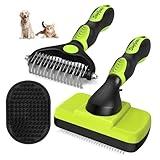 Augwind 3PCS Dog Brush I Dog Brush for Shedding I Deshedding Dog Brush I Dog Bath Brush I Slicker Brush For Dogs I Dog Comb I Premium Pet Supplies (Green Black)