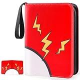 GOROMA Card Binder 4-Pockets, 400 Pockets Card Holder with 50 Removable Sleeves, Trading Card Collector Zipper Album Holder, Red