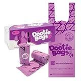 Happy Dootie Bags 10 Rolls.120 Bags with Handles. Clean, Quick and Convenient Pet Dog Poop Cleanup on Walks with Your Furry Friend. Made with Corn Starch. Strong and Leakproof. (Medium Size)