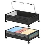 Fulpower Under Bed Storage with Wheels - 2 Pack Under Bed Storage Containers, Rolling Underbed Organizer Drawer Bins with Visible Lid for Clothes, Shoes, Toys, Books, Blankets (24.4 x 16.5 x 7.3 in)