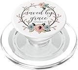 Saved By Grace Ephesians 2:5 Pink Blue Floral Bible PopSockets PopGrip for MagSafe
