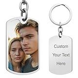 Queenberry Custom Keychain with Picture Personalized Color Photo Christmas Gift for Men Boyfriend