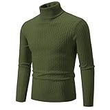 Men Slim Fit Knitted Sweater Vintage Turtleneck Elastic Pullover Sweaters Solid Color Streak Fleecing Trend Sweater Prime Try Before You Buy Men Army Green 4X