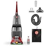 Hoover Power Scrub Deluxe Carpet Cleaner Machine, Upright Shampooer, FH50150, Red