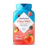 Vitafusion Fiber Well Sugar Free Fiber Supplement, Peach, Strawberry And Blackberry Flavored Supplements, 90 Count