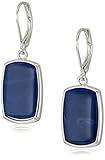 NINE WEST Women's Silvertone and Denim Large Drop Earrings