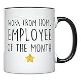 YouNique Designs Work from Home Employee Of The Month Mug, 11 Ounces, Funny Employee Appreciation Coffee Mug, Work From Home Cup (Black Handle)