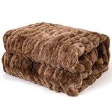 lifein Fall Throw Blanket for Couch-Soft Faux Fur Fuzzy Plush Brown Throw Blanket,Cozy Winter Chunky Fluffy Furry Blanket,Comfy Sherpa Throws&Blanket for Bed,Sofa,Chair,Home Decor,Gift(Brown,60*80'')