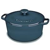 Cuisinart Chef's Classic Enameled Cast Iron Round Covered Casserole (Provencal Blue, 5- Quart)