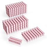100Pcs Clothes Pins Wooden, 2.9 Inch Colored Clothespins for Crafts, Pastel Colorful Clothespins for Hanging Clothes Picture Light Pink