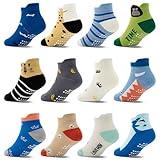 Tphon Toddler Baby Non Slip Ankle Socks with Grippers Kids Boys Girls Socks 12 Pairs for 1-3 Years Infant Children