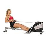 Sunny Health & Fitness Dual Function Magnetic Rowing Machine w/Digital Monitor, Multi-Exercise Step Plates, 275 LB Max Weight and Foldable - SF-RW5622 (Steel)