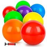 AMOR PRESENT 8PCS Inflatable Playground Balls, 8.5Inch Bouncing Sensory Balls with Hand Air Pump, for Kids Birthday Parties