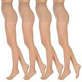 L'eggs Everyday Standard-Panty Sheer Toe Pantyhose for All Day Comfort, 100% Nylon, Nude, Size B (Pack of 4)