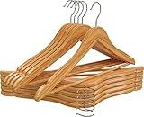 Utopia Home Premium Wooden Hangers 10 Pack - Durable & Slim Coat Hanger - Suit Hangers with 360-Degree Rotatable Hook - Wood Hangers with Shoulder Grooves (Natural Color)